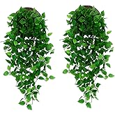 NovaHF Fake Hanging Plants Vines for Room Decor, 2pcs, Faux Vines Hanging Plant Greenery for Wall Home Living Room Indoor Outdoor Decor (No Baskets)