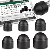 150PCS Metric Plastic Bolt Caps, Hex Head Covers M4-M12 | Includes M4, M5, M6, M8, M10 and M12 sizes, Dome-style protective covers