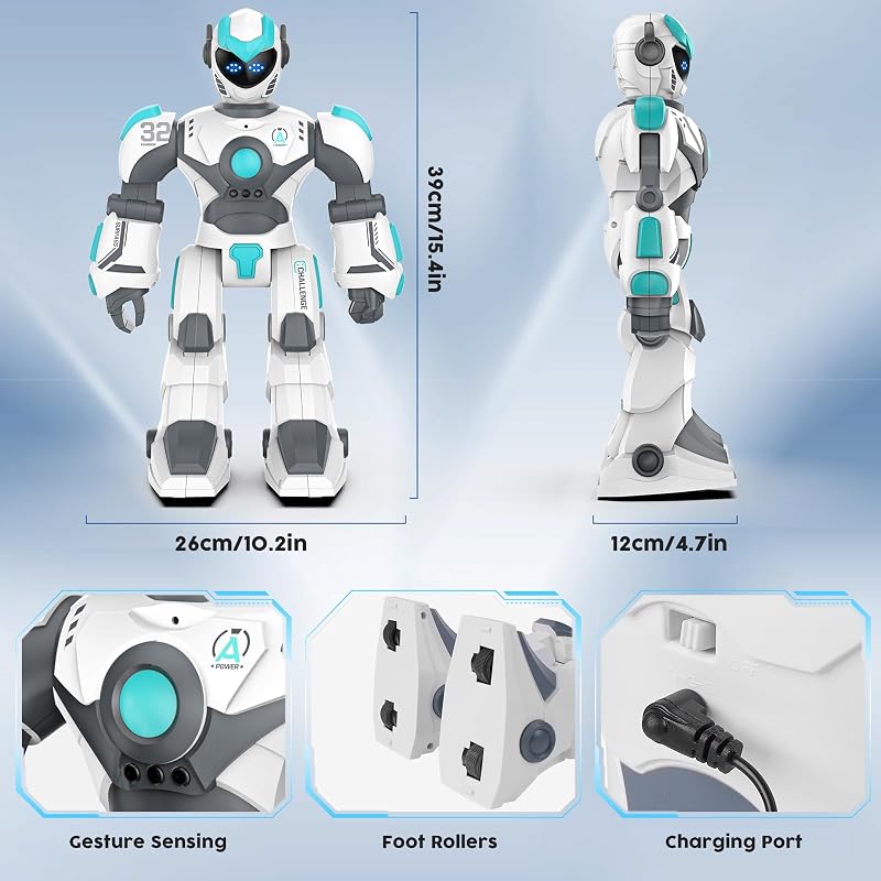 Robot RC Programable Extra Grande con Canto, Baile, Detección de Gestos y Control de Voz, Robot Inteligente para Niños 3 4 5 6 8+ — foto 6 de 8