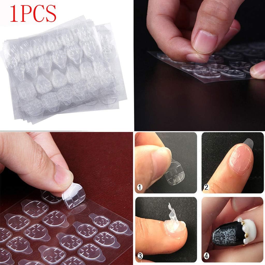 【US in Stock】 1 Sheets (24pcs) DoubleSide Nail Adhesive Tabs, Nail Glue Transparent