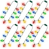 Blowata 6PCS Christmas Light Necklace, 9 Bulbs Christmas Accessories with 3 Flash Modes, Colorful Xmas Light Necklace for Party Favor Xmas Decorations Ugly Sweater Party Supplies Holiday Decor