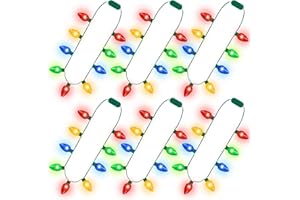 Blowata 6PCS Christmas Light Necklace, 9 Bulbs Christmas Accessories with 3 Flash Modes, Colorful Xmas Light Necklace for Party Favor Xmas Decorations Ugly Sweater Party Supplies Holiday Decor