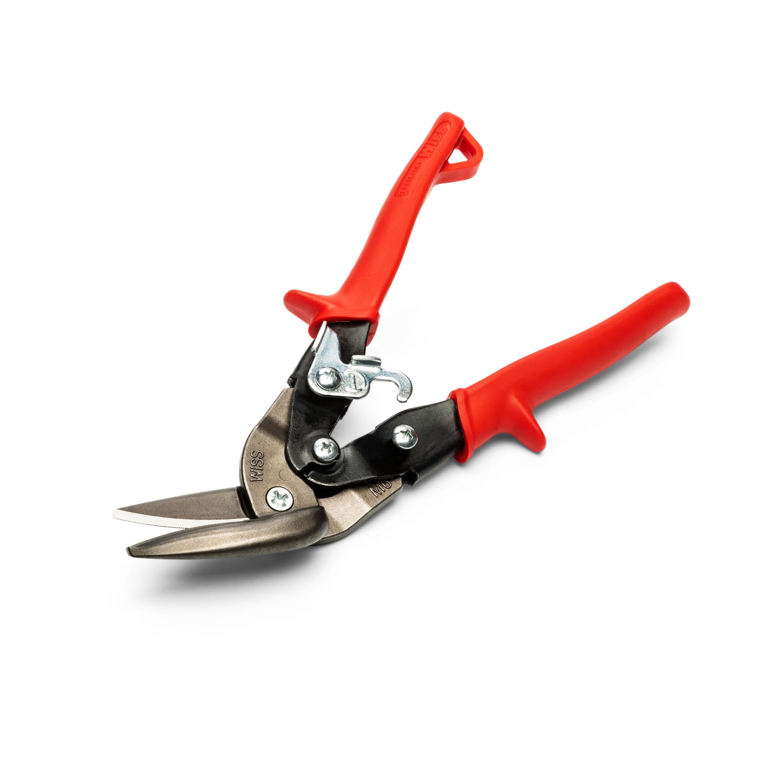 Wiss M6R 9-1/4in Metalmaster Offset Snips, Cuts Straight to Left, Red Grips