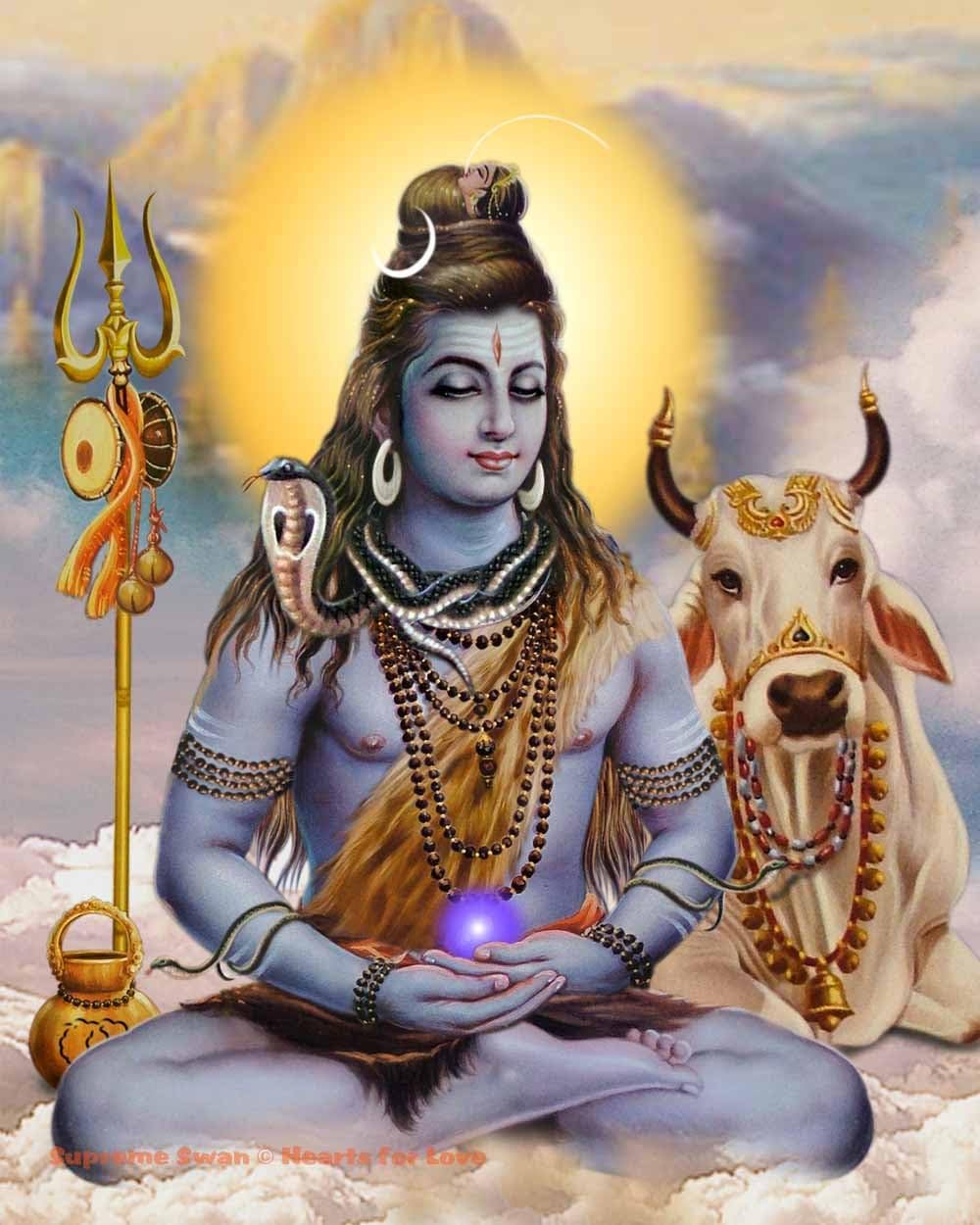 Supreme Swan Lord Shiva with Nandi Art Print - Available in Several Sizes