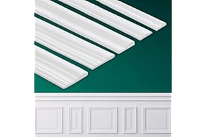 Coengwui Peel and Stick Wall Molding, Chair Rail Wainscoting Panel, Finish Trim for Home Decoration (Paintable White, 9.8ft x 2.4in)