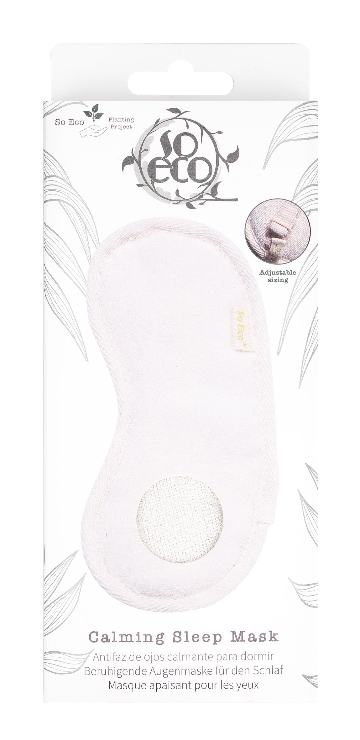 So Eco Calming Sleep Eye Mask – Ultra-Soft Cotton with Adjustable Fit, Blocks Light for Restful Sleep, Suitable for Everyday Use & Travel, Eco-Conscious and Gentle on Skin
