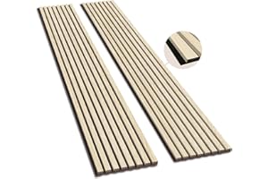 Olanglab Wood Slats Acoustic Wall Panels, 3 Sides Veneer Finished Wall Panels 2 Pack, 94.48"x 12.59"x 0.82" Each, 3D Wall Panels for Interior Wall Decor (Natural Oak), Extendo Trio