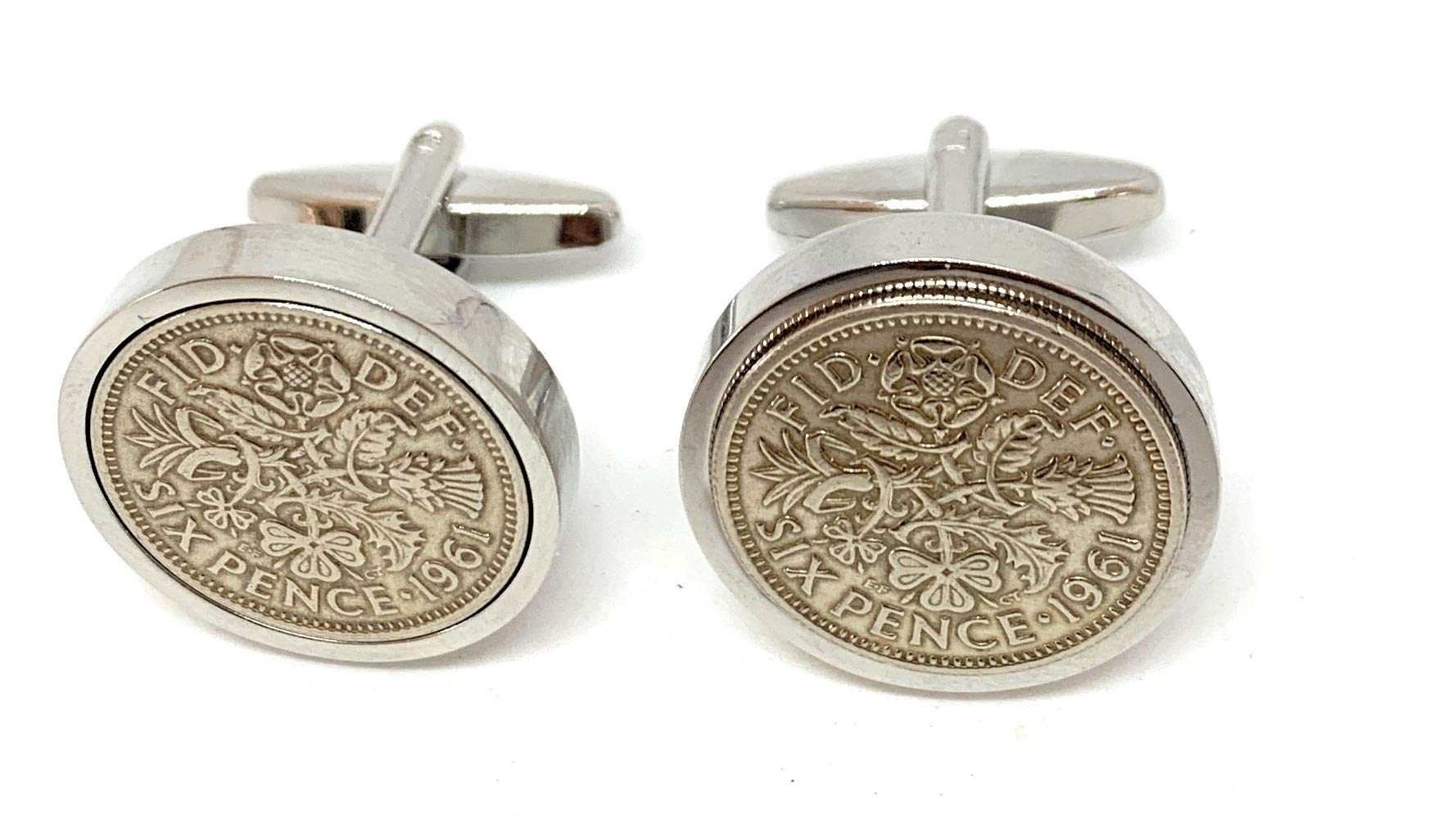 Premium 1961 Lucky sixpence cufflinks for a 65th Birthday cufflinks