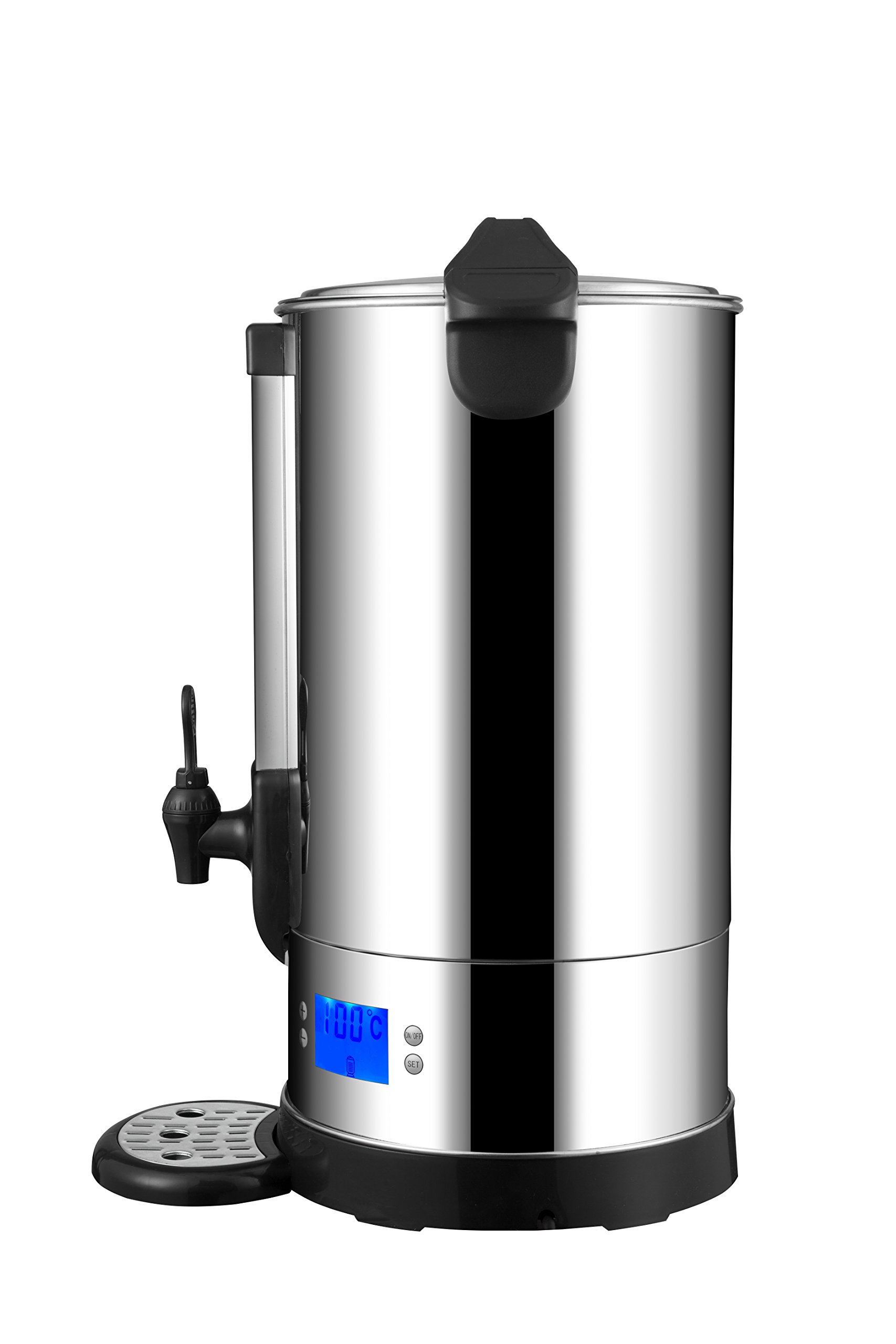 MYLEK Catering Urn, 25L Hot Water Boiler Dispenser, Commercial Digital Urn Kettle, Brews and Mulled Wine Heater - Energy Efficient, Stainless Steel, 60-100°C Thermostat, Cafe, Office, Home, 25 Litre