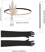 TSHAOUN 1920s Flapper Accessories 6-Piece Set Headband Gloves Necklace Earrings view 2