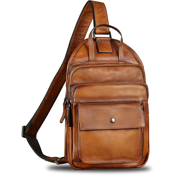 Hiking Daypack For Men Women LRTO Genuine Leather Sling Bag  display picture 1