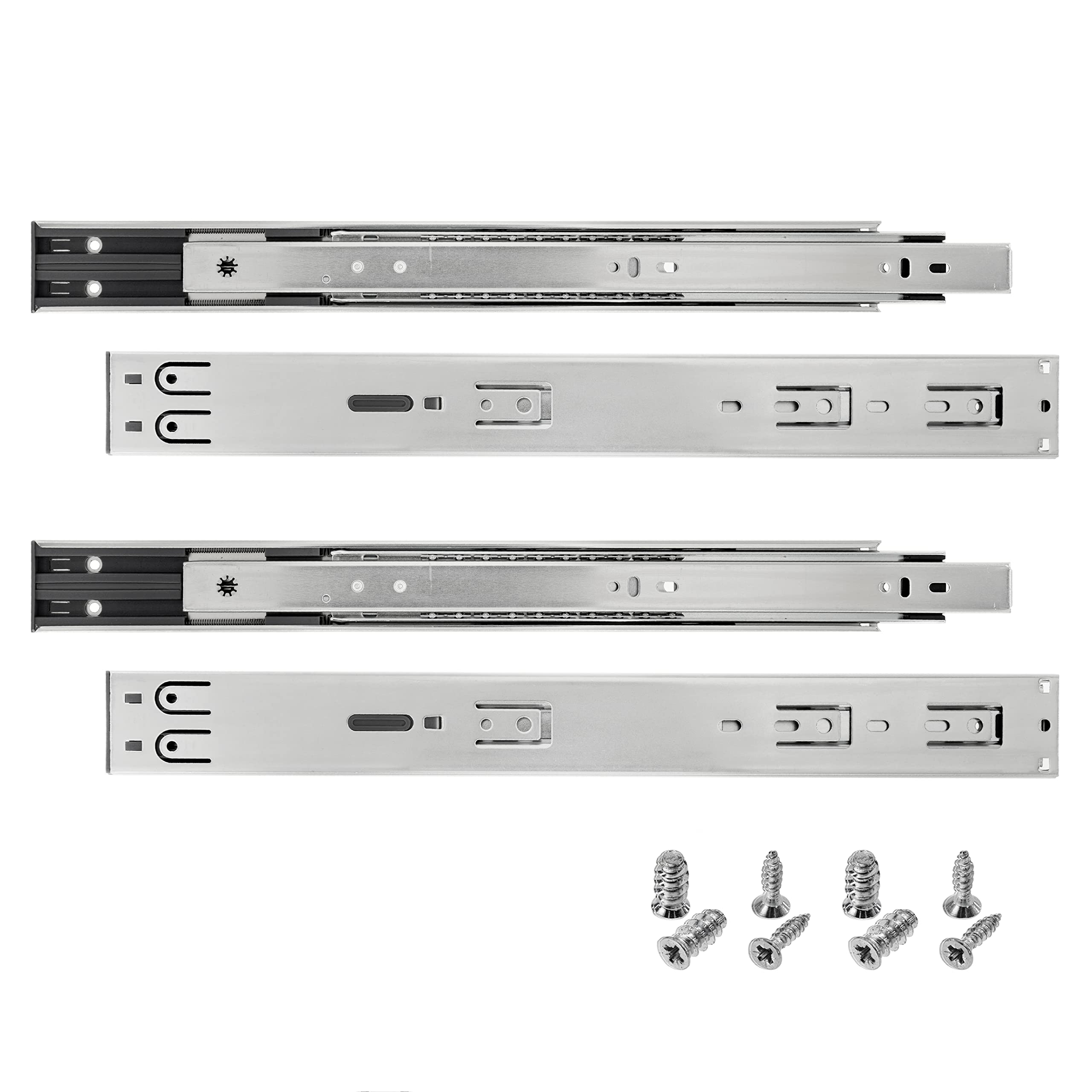HELPMATE Drawer Runners Soft Close Full Extension 400 mm 2 Pairs Set of 4 Ball Full Extension Drawer Runners Rail System Drawer Guide Galvanised Steel Silver Includes Mounting Material