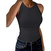GKBK Racerback Tank Tops for Women High Neck Ribbed Sleeveless Fashion 2026 Summer Casual Basic Slim Fit Top Shirts