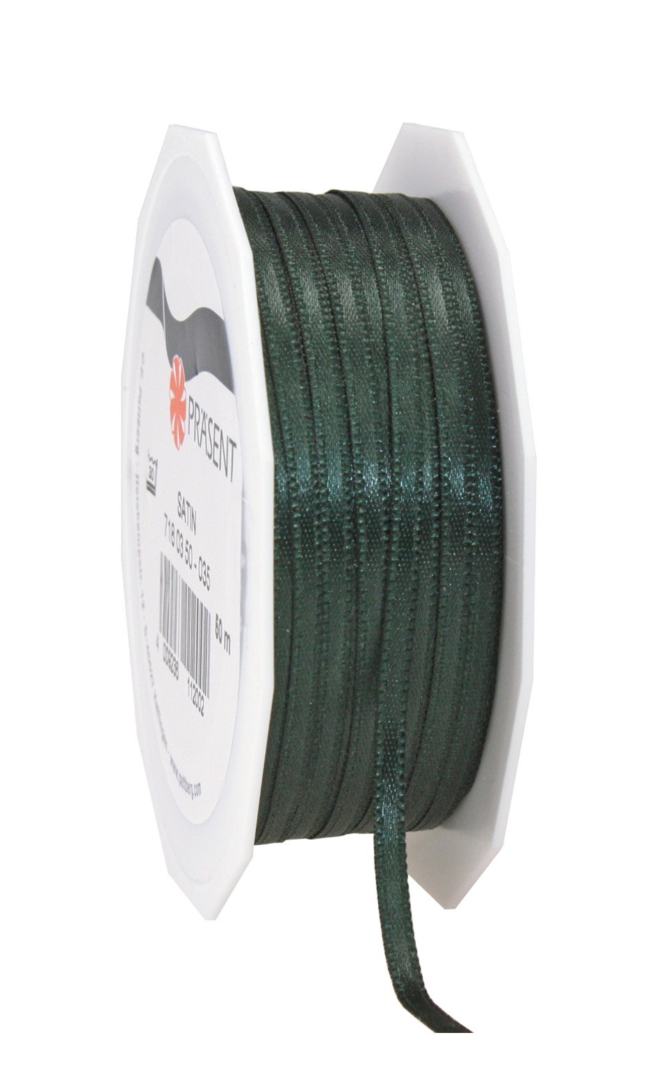 PRÄSENT C.E. Pattberg SATIN pine green gift ribbon, 55 yards for Wrapping Gifts, 0.12 inches width, Ribbon for Decorating & Crafting, Decorative Ribbon for Gifts, for every occasion