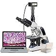 SWIFT Compound trinocular Microscope, 40X-2500X Mechanical Stage Microscope for Adults with 10MP Camera and Slides,Software Windows/Mac Compatible