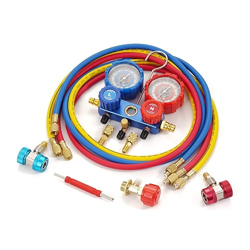 3-Way A/C Diagnostic Manifold Gauge Set Refrigeration Machine for Vacu Kit 3 Way AC Diagnostic Manifold Gauge Set For R134A, R12