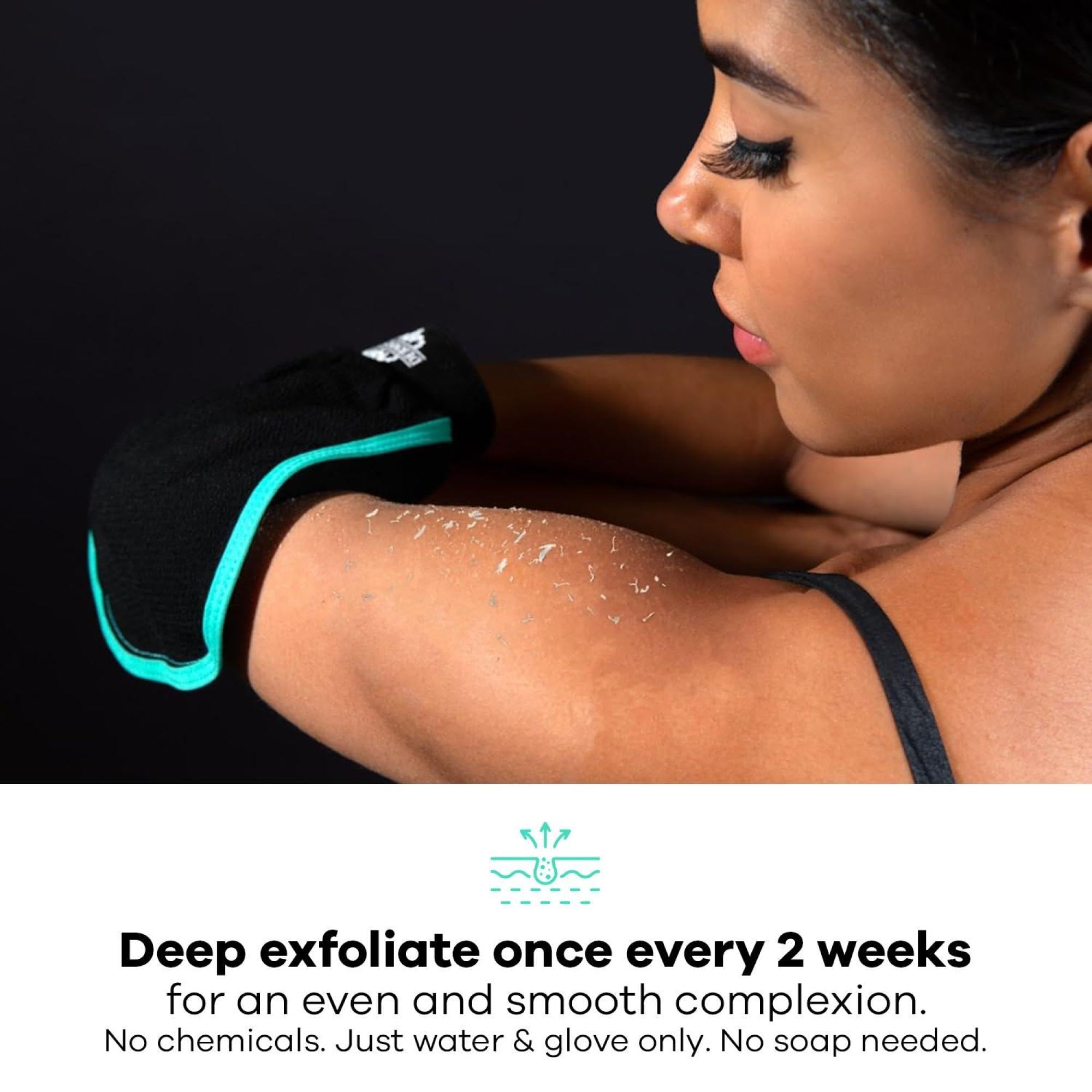 Dermasuri - Deep Exfoliating Glove - Polishing Mitt Body Scrubber - Korean Skin Cleaner Exfoliator - Dead Skin Buffing Treatment - Gifts for Women & Men - Keratosis Pilaris Scrub Remover - (2 Pack)