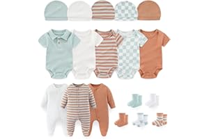 falianni Baby Boy Girl Layette Set 18 Piece Infant Essentials Must Haves Clothes 0-12 Month Rompers+Bodysuits+Hats+Socks