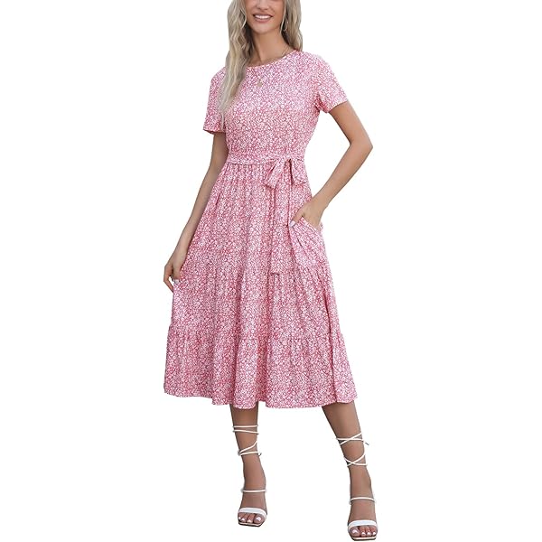 knee length dresses for ladies Kairi Flutter Sleeve Midi Dress - Porcelain Floral Print Sundress with  Short Sleeves