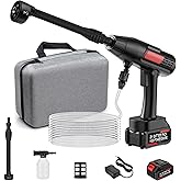 Cordless Pressure Washer Battery Powered,880PSI Cordless Power Washer with 4.0Ah Battery,6-in-1 Nozzle,3 Power Level Touch-Adjustable,Handheld Portable Pressure Washer for Cars Wash,Yard(Black+Orange)