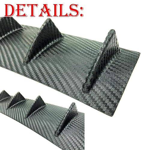 Carbon Style Rear Lower Bumper Diffuser Fin Spoiler Lip – Fits Most Cars, Shark Fin Design 34x6 Inch