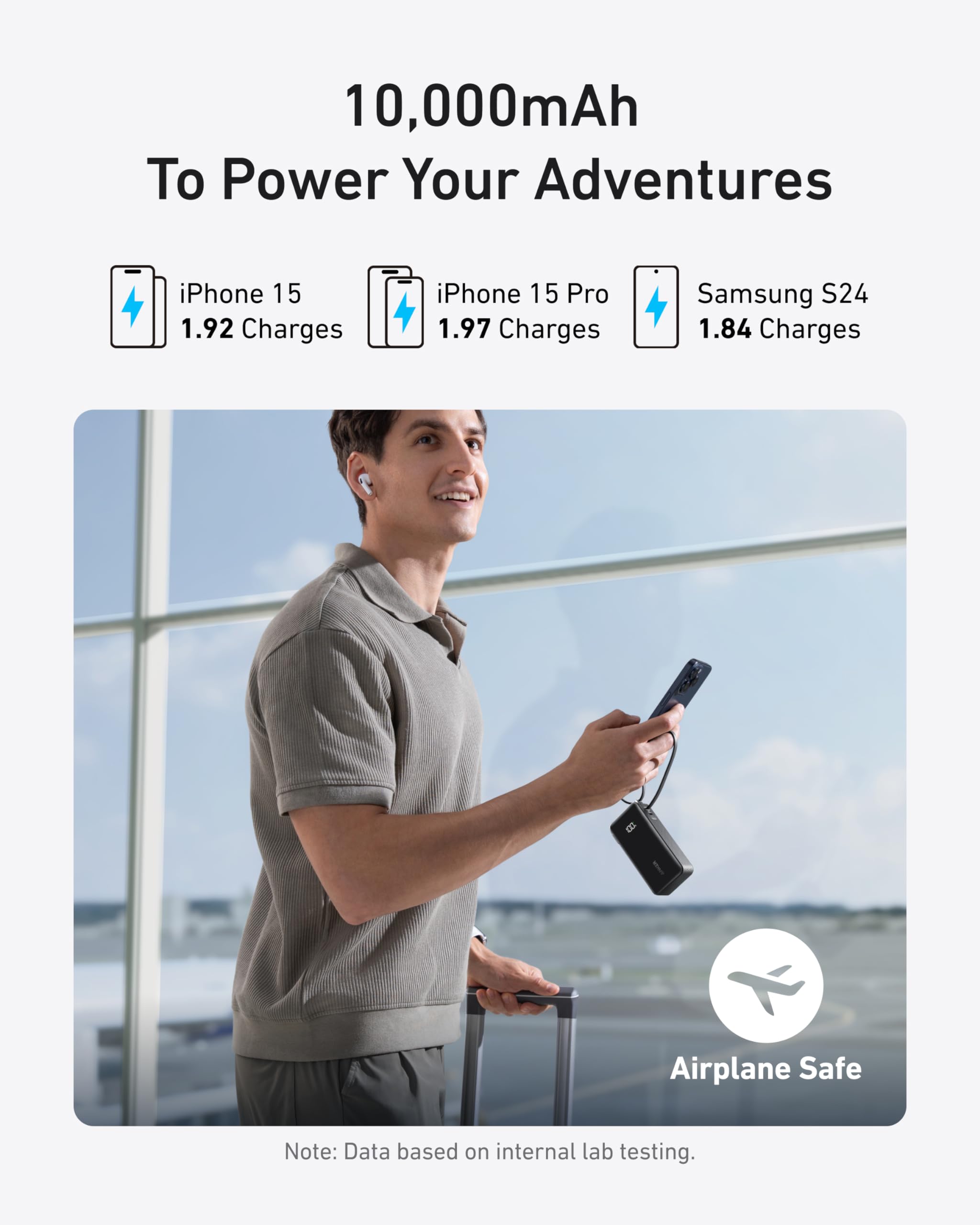 Anker Nano 3-in-1 Portable iPhone Charger, 10,000mAh Power Bank with Built-in USB-C Cable and Foldable Wall Plug, 30W Max Battery Pack, Travel Essentials for iPhone 16/15 Series, Galaxy, MacBook