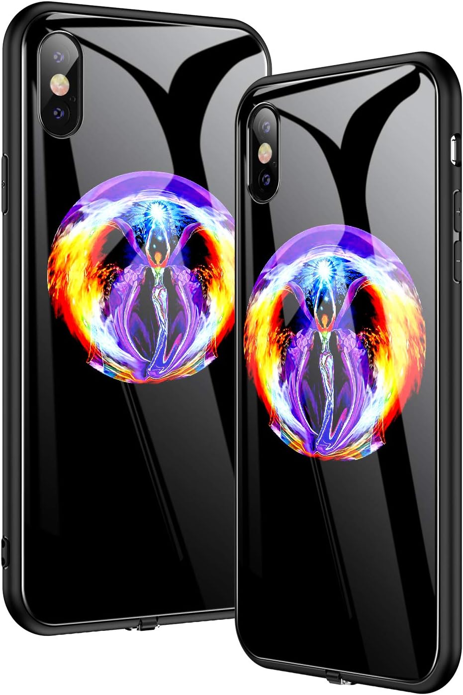 NASKY iPhone Xs max Case, Light Will Flash in with The Music,Ultra Thin Tempered Glass Smart iPhone Cover Case (Angel)