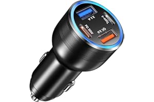 USB C Car Charger 65W, Bangfun 4-Port Dual USB C & USB A Car Charger QC/PD 3.0 Fast Charge Cigarette Lighter Adapter for iPho