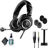 Audio-Technica ATH-M50xSTS XLR StreamSet Streaming Headset + Microfiber Cleaning Cloth + Headphone Stand + Goby Labs Headphon