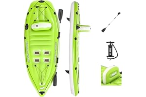 Bestway Hydro-Force Koracle Inflatable Kayak Set, Includes Double-Sided Paddle, Built-In Oar Clasps, Fishing Rod Holders, & Storage Compartments, Convenient & Portable Kayak w/Hand Pump, Model: 65097E