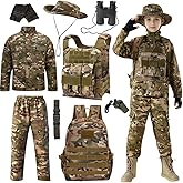 FXiaoy Army Costume for Boys, Kids Military Costume, Camo Special Forces Outfit for Kids Halloween Cosplay,