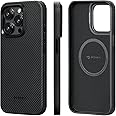 pitaka Protective Case for iPhone 15 Pro Max, 6.7 Inch, Military Grade Shockproof iPhone 15 Pro Max Phone Case, Compaitble with MagSafe [MagEZ Case Pro 4] 600D Aramid Fiber, Black/Grey (Twill)