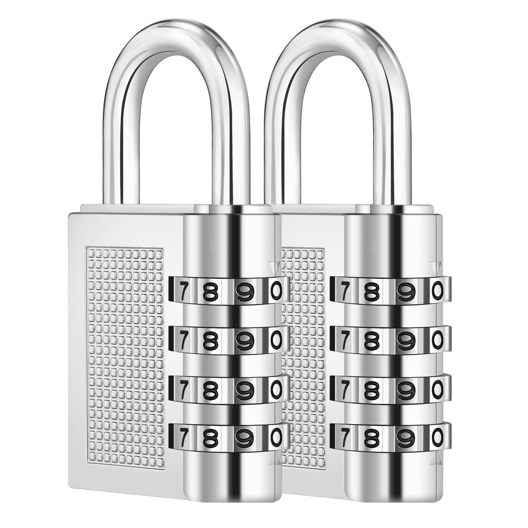 ZHEGE 4 Digit Combination Padlocks for Gym Lockers, School Lockers, Outdoor Combination Lock for Fence Gate, Shed Door, etc (2 Pack, Silver) — image 1