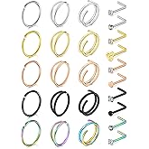 Anicina 20g 22g Nose Rings Studs Surgical Stainless Steel Nose Rings Hoops L Bone Screw Shape Nostril Nose Piercing Jewelry Heart Flower Moon Snake Butterfly Hypoallergenic Nose Screw for Women Men