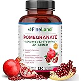 FineLand Pomegranate Extract 20:1, 8,000 mg Equivalent per Serving, 40% Ellagic Acid Standardized, Antioxidant Supplement for Cellular & DNA Health, 120 Veg Capsules, 4-Month Supply