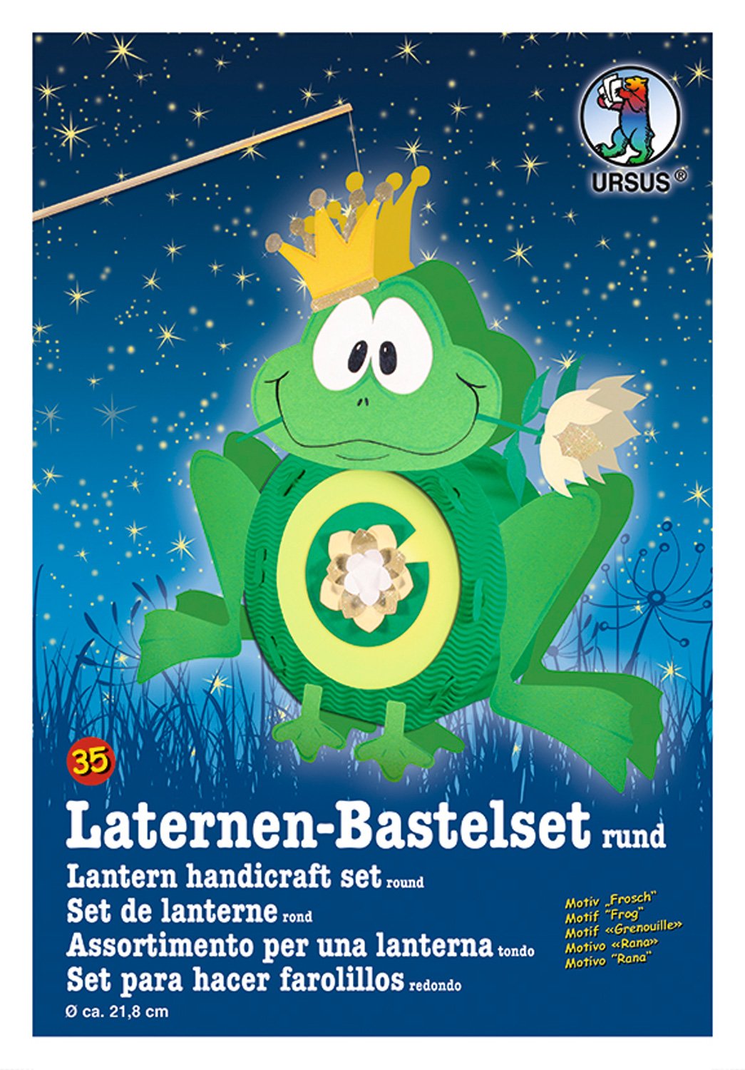 Ursus 18700035 Lantern Craft Set, Frog, Approx. 21.8 x 21 x 10.3 cm, Diameter Approx. 21.8 cm, Includes Template Sheet with Craft Instructions (English language not guaranteed), for DIY, Ideal for the Next Lantern Run Lantern Run