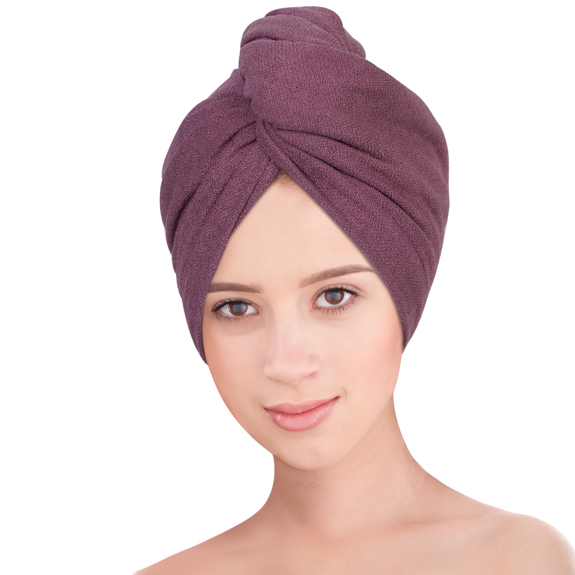 YoulerTex Microfibre Hair Towel Wrap: 1 Pack Large Hair Turban for Long Curly Wet Hair Super Absorbent Anti-Frizz Rapid Head Drying Microfiber Towel for Women Girls Plopping Towelling (Amethyst)