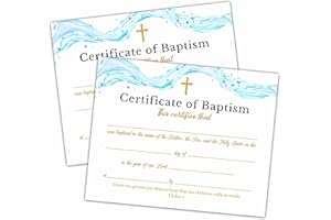 DISFUCO Baptism Certificates, Baptism Certificates for Church, Baby Dedication Certificates, Water Wave Themed Certificates for Baptism Supplies for Baby Boy Girl, Certificates of Recognition dd08