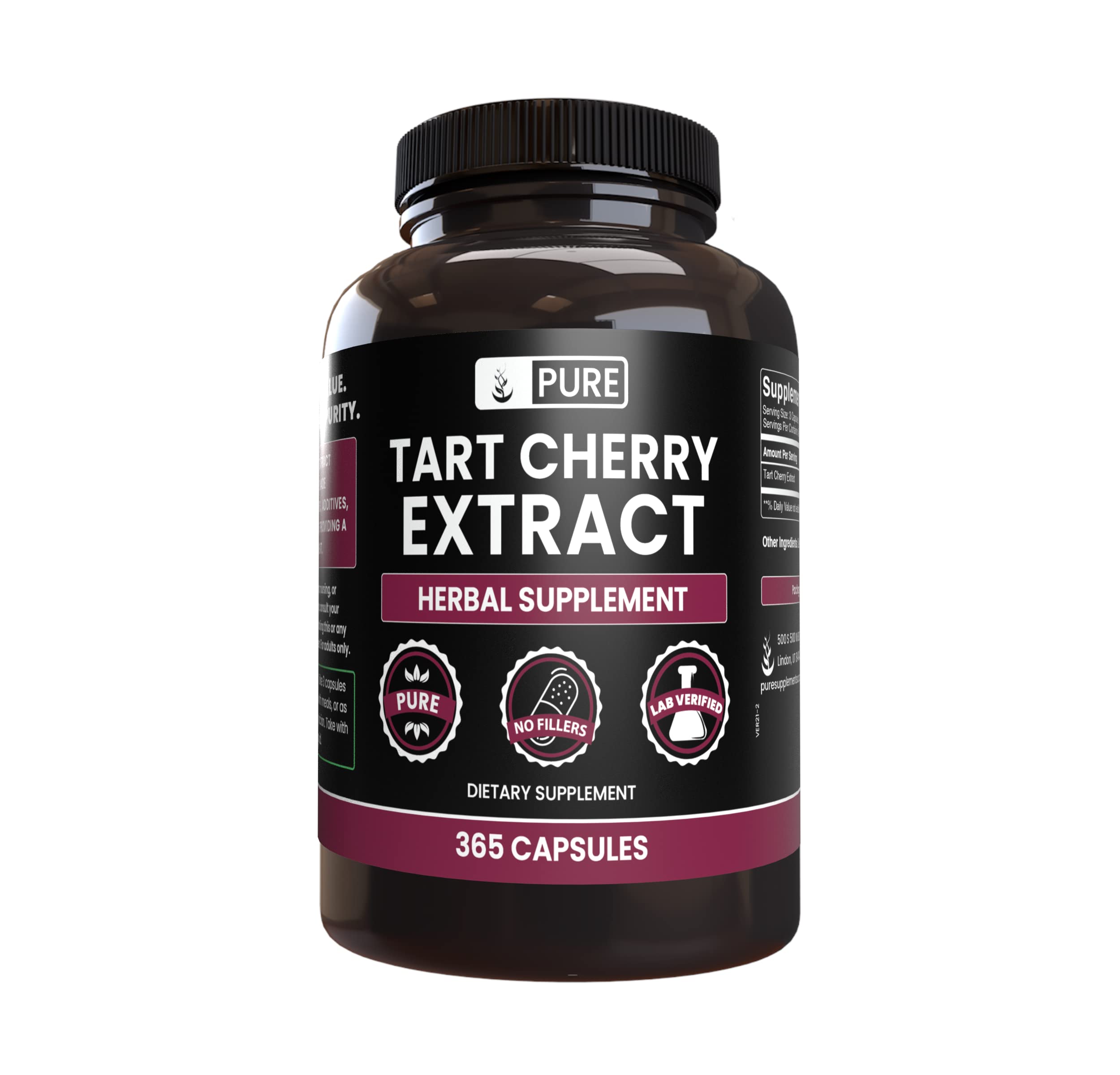 Photo 1 of PURE ORIGINAL INGREDIENTS Tart Cherry Extract (365 Capsules) No Magnesium Or Rice Fillers, Always Pure, Lab Verified