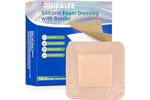 OUJEALEE Silicone Foam Dressing 10x10cm (4x4") - 12 Pack, All-Silicone Adhesive Layer for Pressure Ulcers, Bed Sores & Surgic