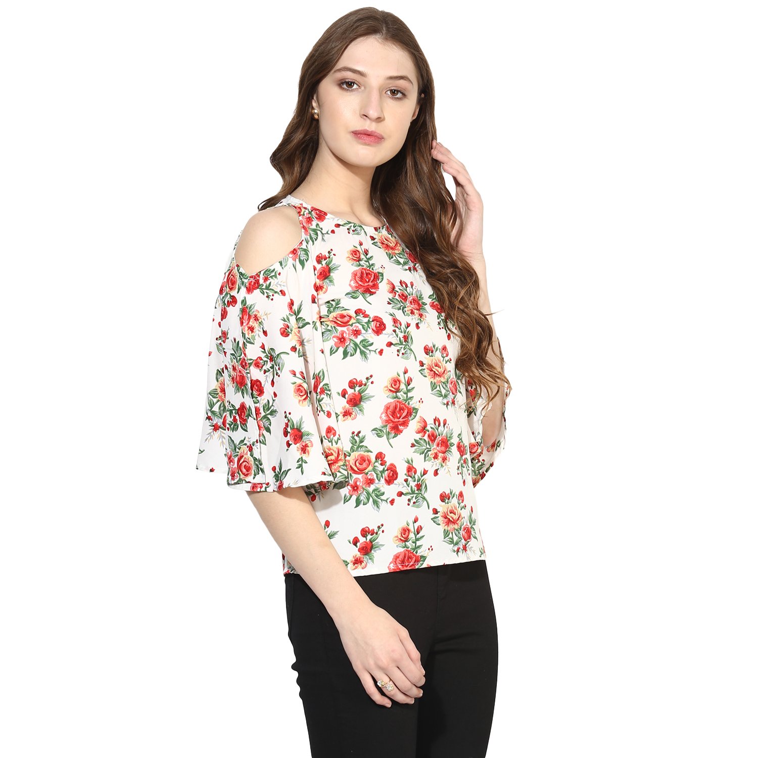 one femme women's crepe printed top