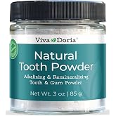 Viva Doria Natural Tooth Powder, Remineralizing, Natural Teeth Whitening, Breath Freshener | Refreshing Mint Flavor | 3 oz Glass jar