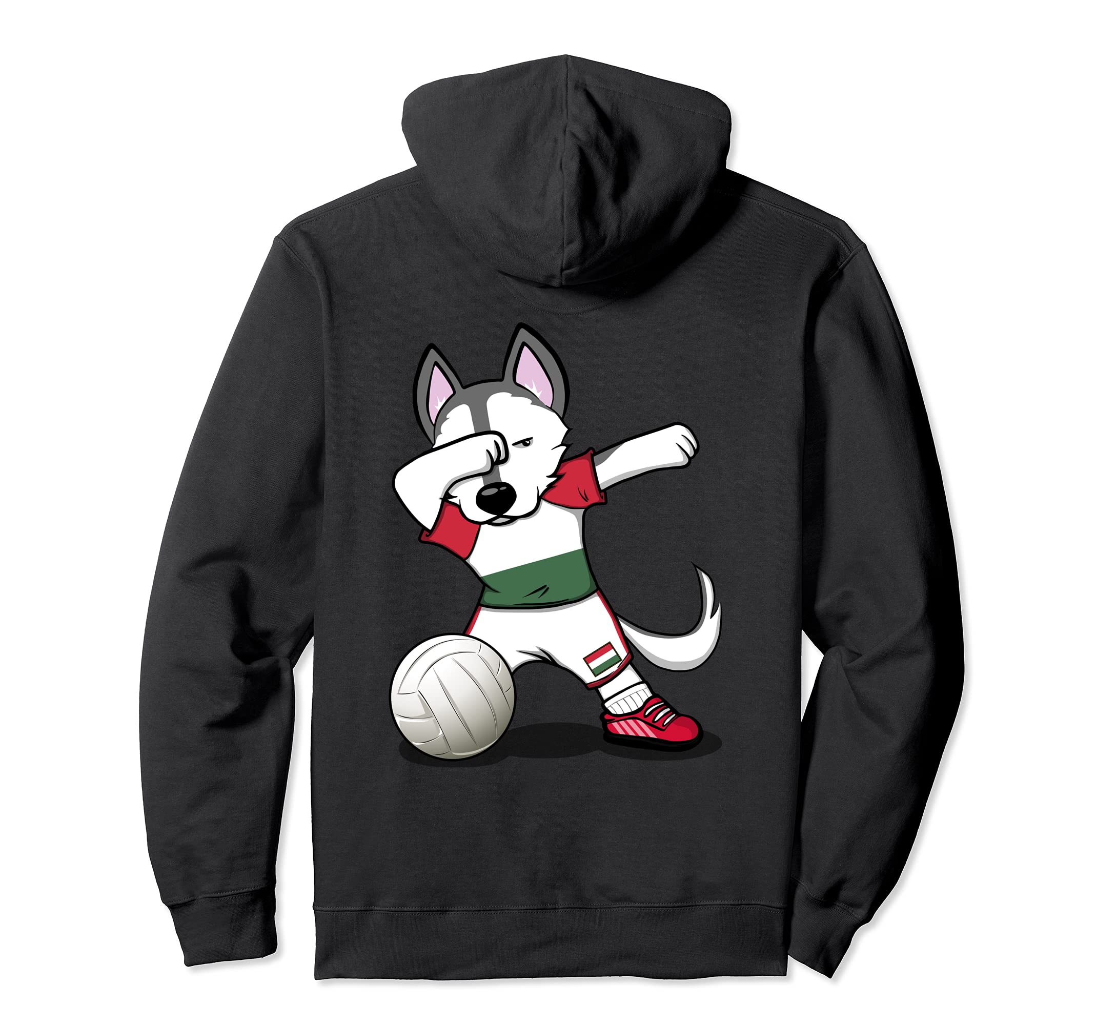 Dabbing Husky Hungary Volleyball Fans Jersey Hungarian Flag Pullover Hoodie