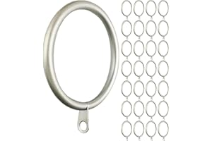 Meriville 28 pcs 2-Inch Inner Diameter Metal Curtain Rings with Eyelets (Set of 28, Pewter)