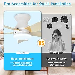 Depuley Modern Ceiling Fan with Light: 35-Inch