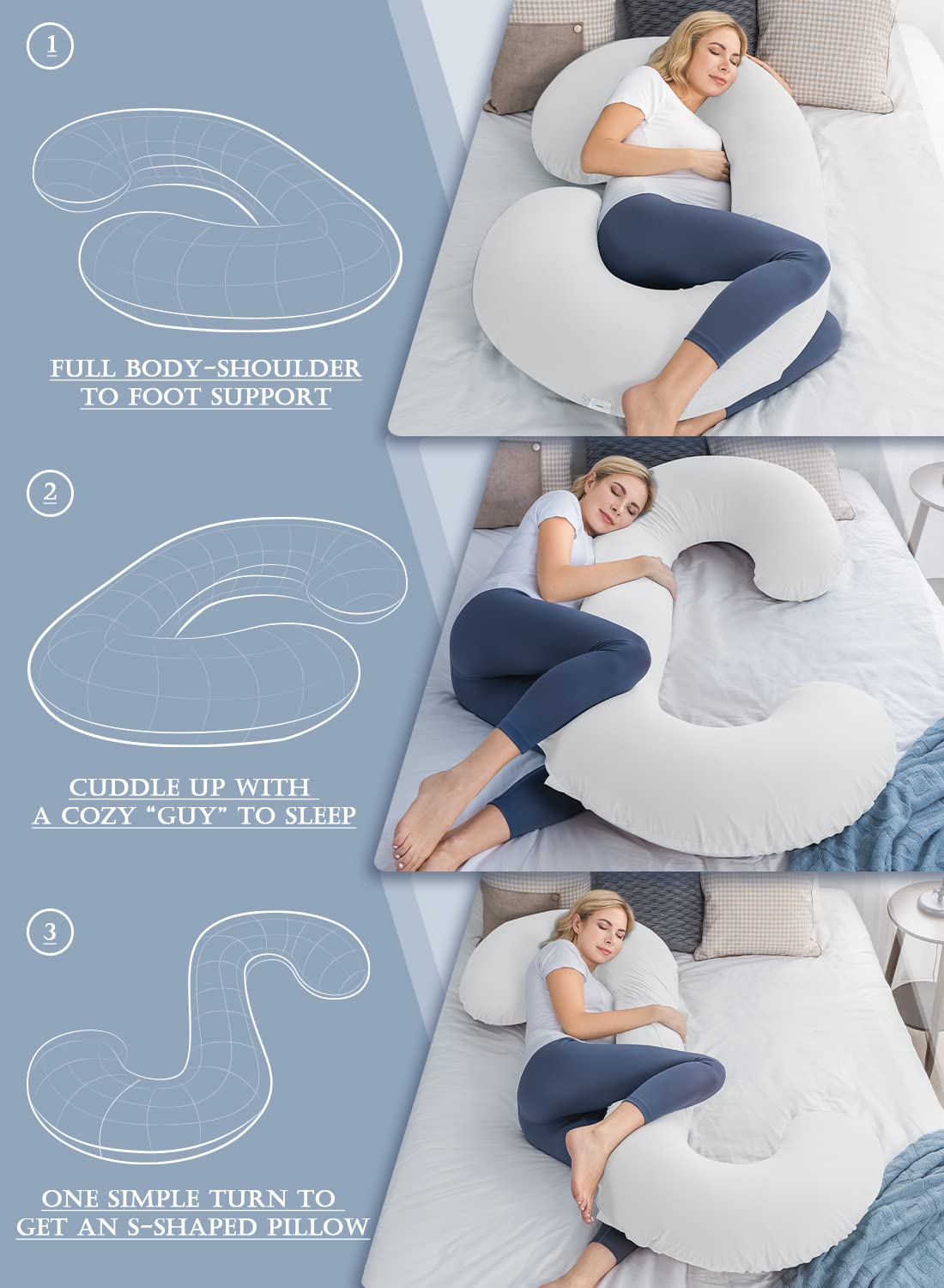 INSEN Pregnancy Body Pillow,Full Body Pillow,C Shaped Full Body Pillow