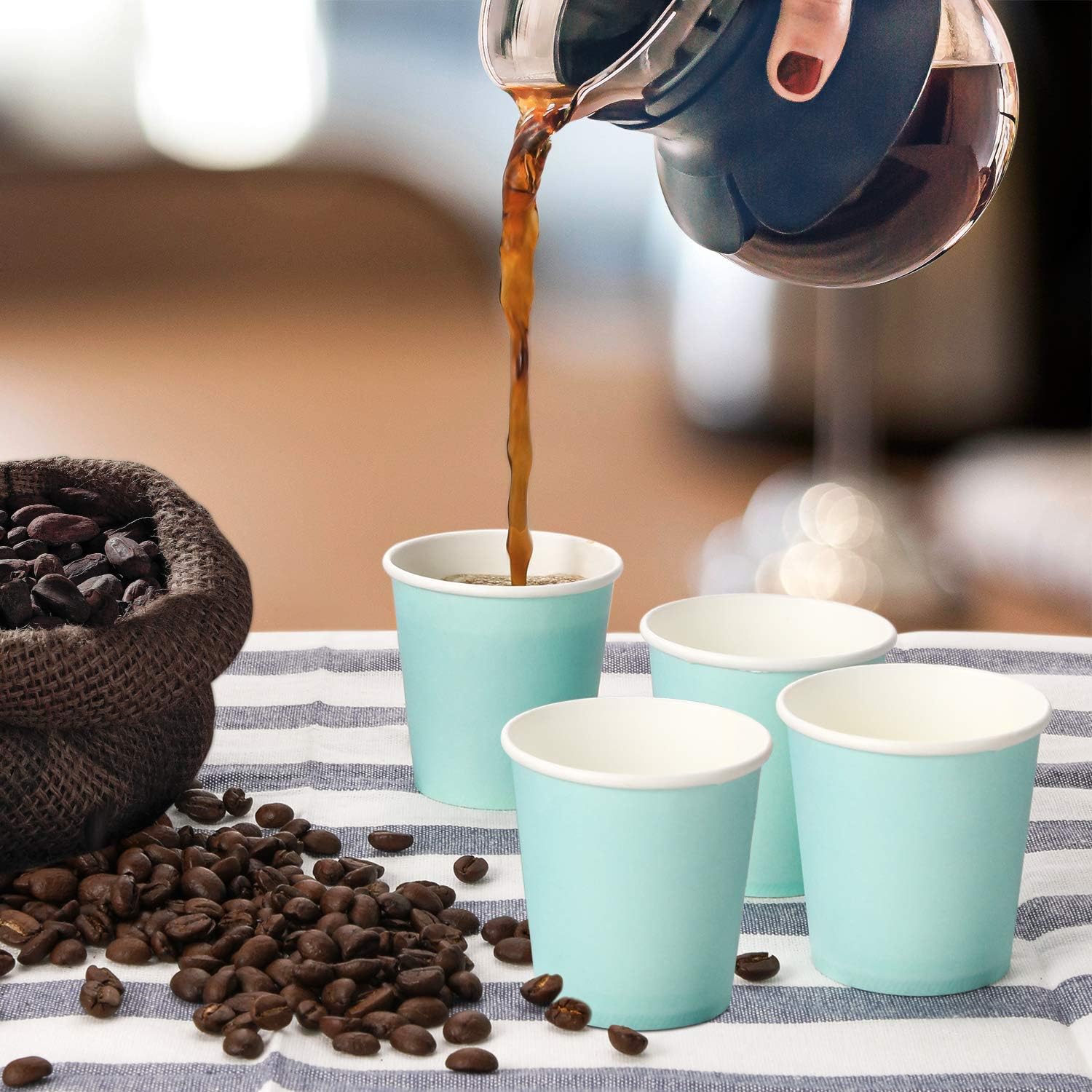 [300 Pack] 3 oz Paper Cups, Sky Blue Mouthwash Cups, Disposable Bathroom Cups, Espresso Cups, Paper Cups for Party, Picnic, BBQ, Travel, and Event: Kitchen & Dining