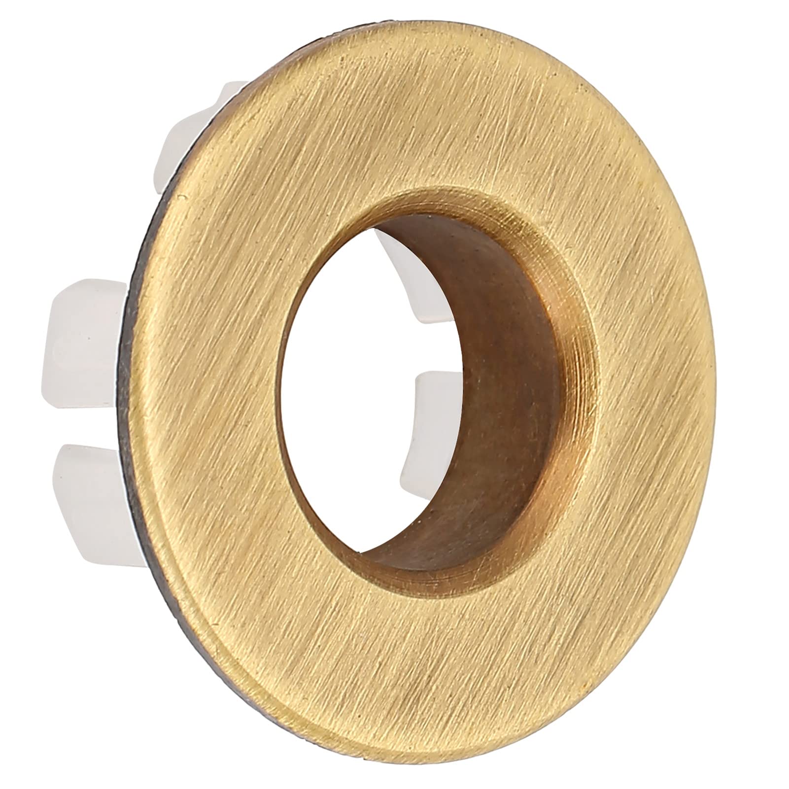 MOUMOUTEN Sink Overflow Ring, Chrome Plating Round Overflow Cover Basin Trim for Bathroom and Kitchen (Brass)