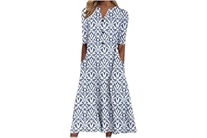 CLLIOS Summer Dresses for Women 2025 Floral Dress Short Sleeve Shirt Dresses Plus Size Maxi Dress Beach Vacation Sundresses