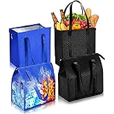 4-Pack Large Reusable Shopping Bags, Insulated Reusable Grocery Bags with Zippered Top - Thermal Bags for Cold and Hot Food, Cooler Grocery Bags Insulated for Groceries, Frozen Food & Food Delivery